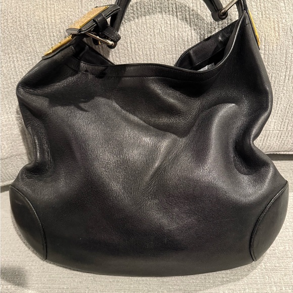 Ralph Lauren Black Leather Bag with Gold Accent - Picture 7 of 12